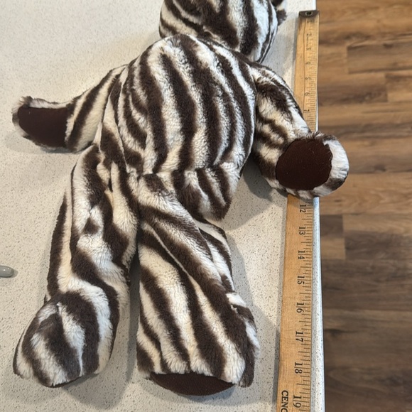 Soft Luxury Teddy Bear Plush PBK Pottery Barn Kids Brown Zebra Stripe Toy 8/2012 - Picture 11 of 12